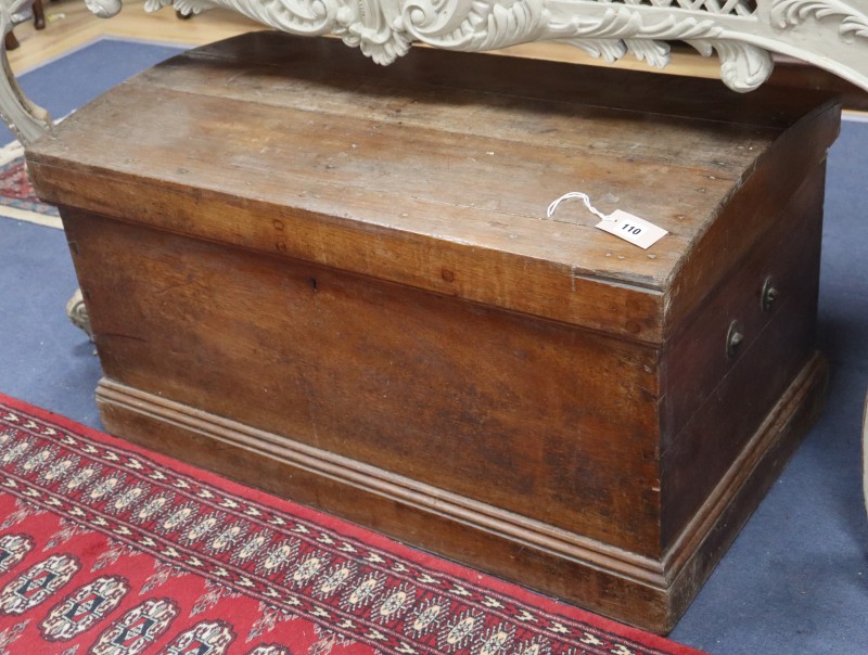 A Victorian pine chest with domed top, W.94cm, D.51cm, H.52cm